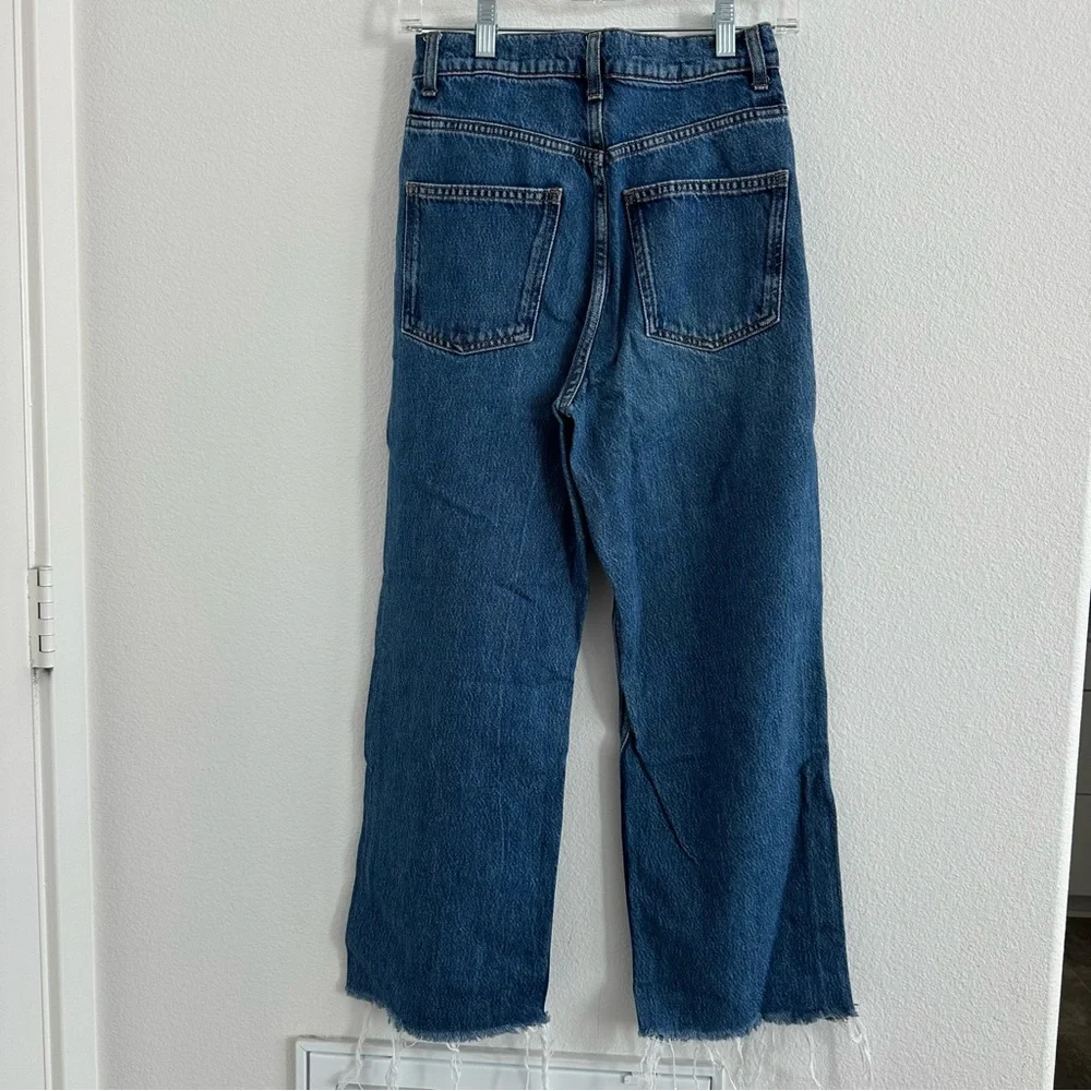 Zara Wide Leg Blue Denim Jeans Size: 2